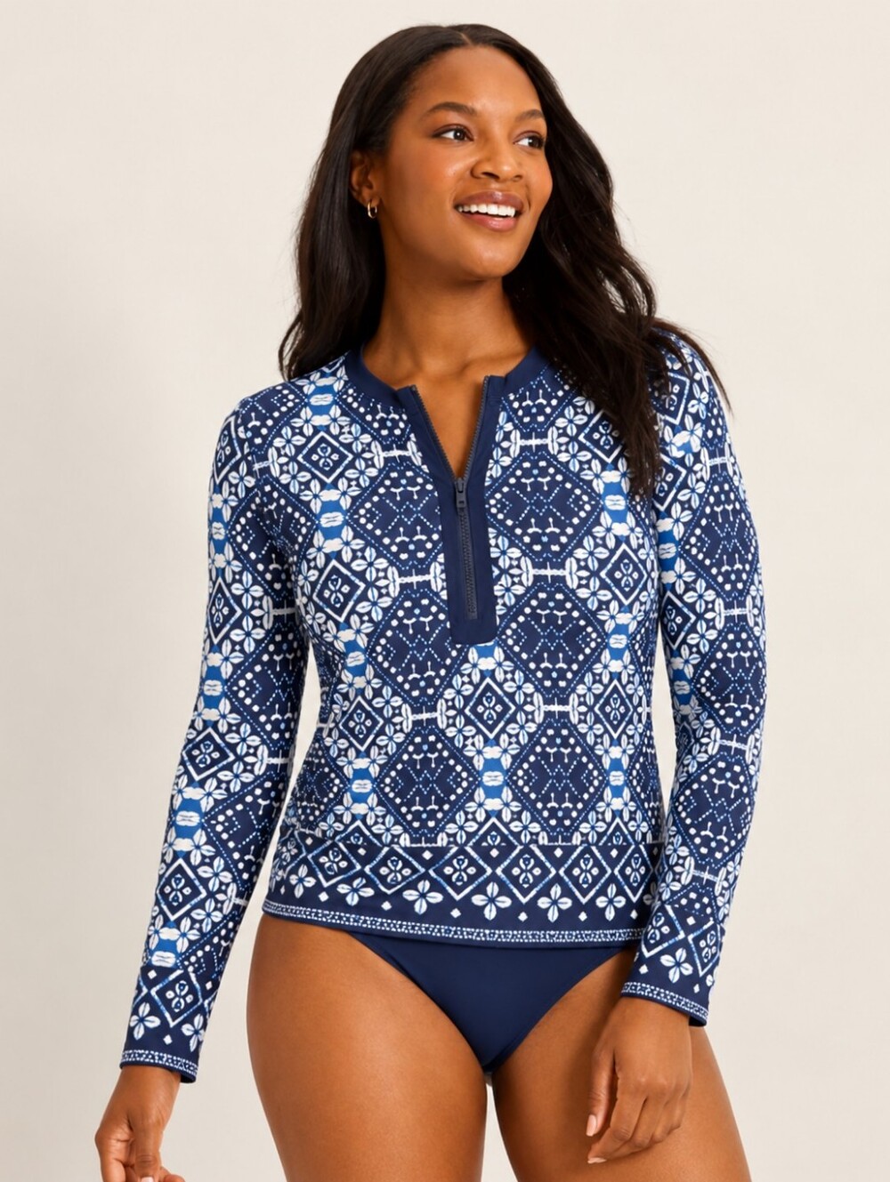 ❤️ TOMMY BAHAMA 1/4 ZIP RASHGAURD TOP, MEDIUM